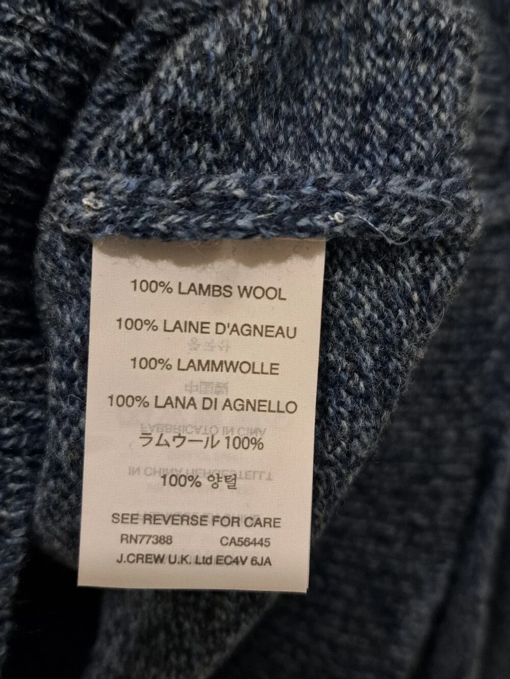 J.Crew Lambswool V- Neck Lightweight Speckled Pull Over Sweater XL Dark Blue